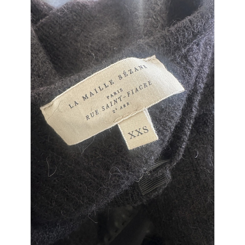Sezane Gaspard Super Kid Mohair Baby Alpaca Black Cardigan Sweater XXS Luxury - Picture 12 of 16